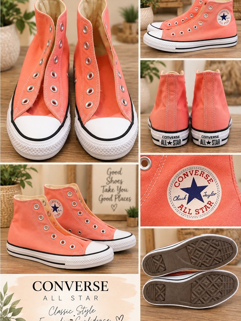 Converse Kids Coral High Top Sneakers Size 8